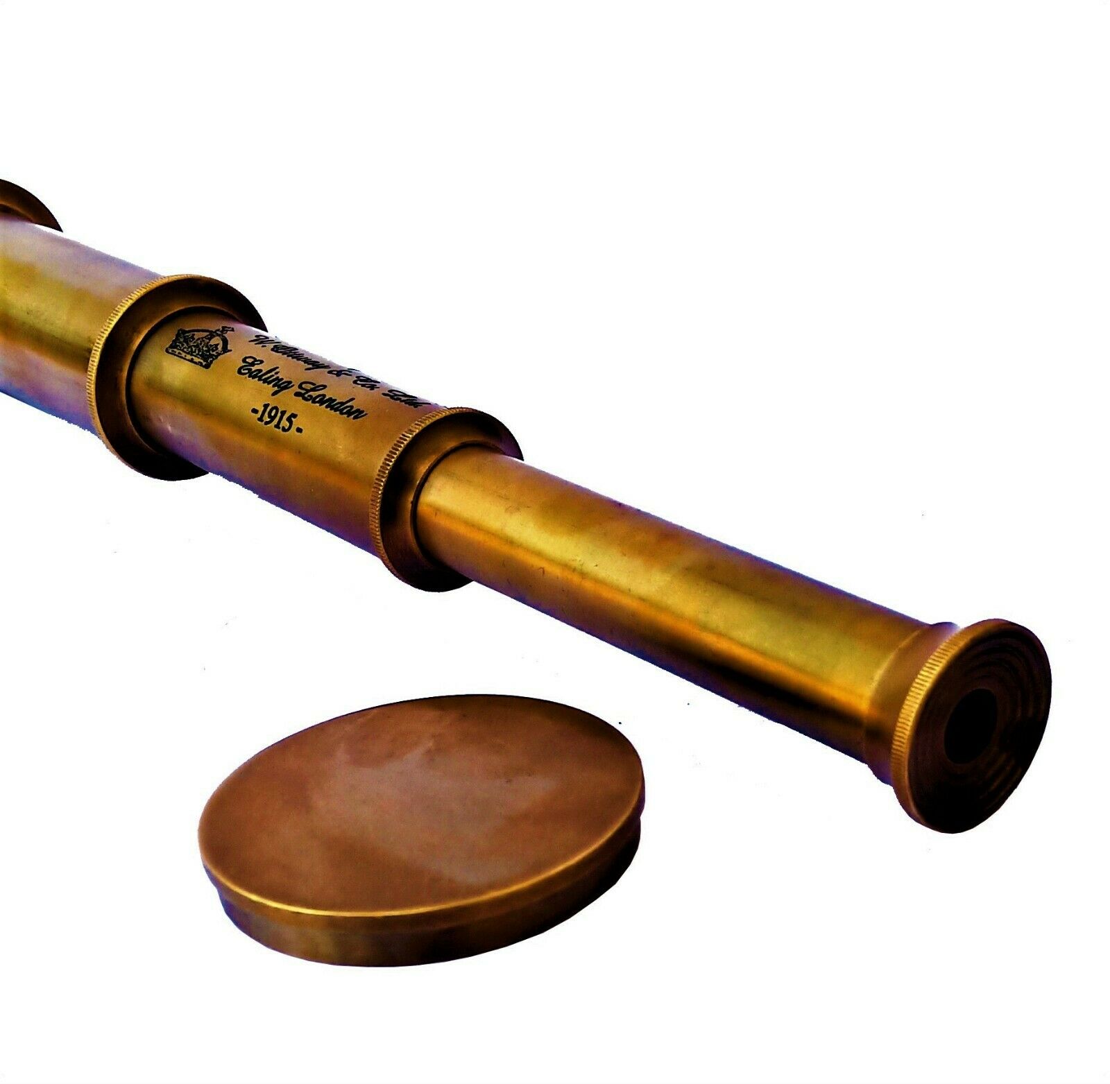 Marine Telescope Nautical Antique Solid Brass Maritime Pirate Spyglass 20" box 
